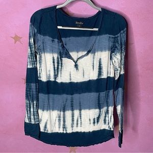 Lucky Brand Tie Dye Striped Henley Women’s Medium Boho Retro Y2K Lounge